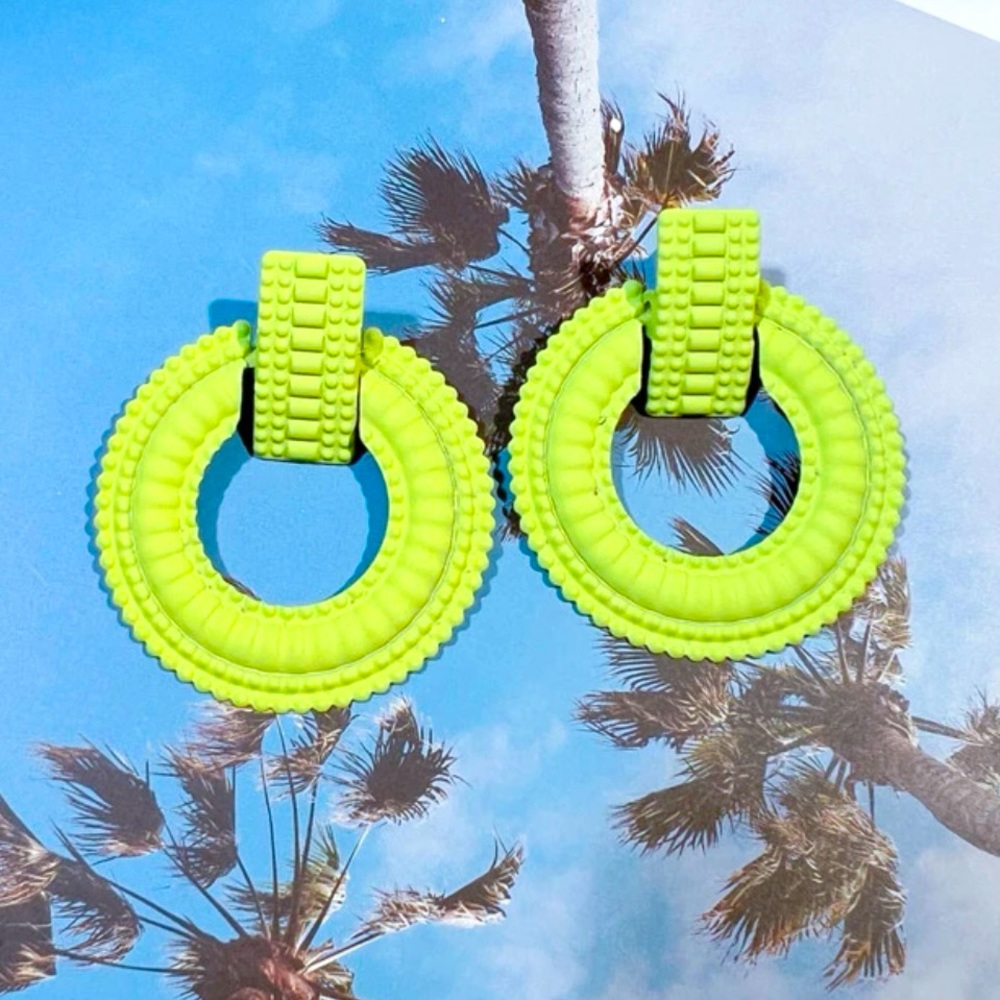 Neon Green Earring Set